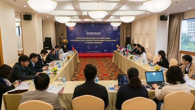 Experts at the seminar discussed solutions for digital content development in ASEAN. (Photo: NDO/Trung Hung)