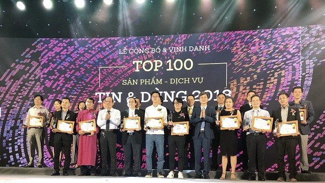 The top 100 products and services in 2018 selected by consumers are honoured in HCM City on November 29. (Photo: VNA)