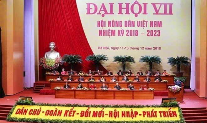 The Vietnam Farmers’ Union officially convenes its seventh national congress in Hanoi on December 12 under the theme ‘Democracy – Solidarity - Innovation - Integration - Development" (Photo: VNA)