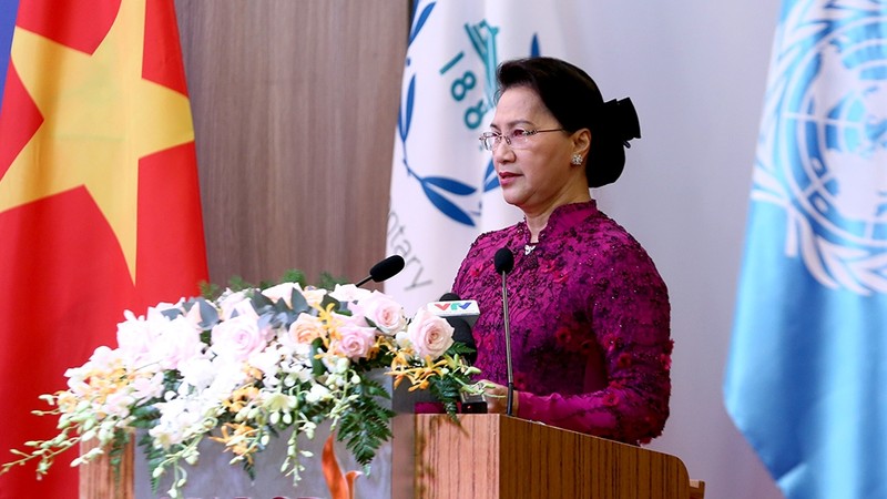 Chairwoman of the National Assembly Nguyen Thi Kim Ngan speaking at the conference (Photo: VGP)