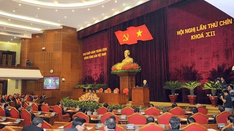 The closing ceremony of the Party Central Committee's 9th plenary meeting (Photo: Duy Linh)