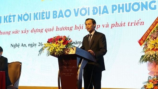 Vice Chairman of the State Committee for Overseas Vietnamese under the Foreign Ministry Luong Thanh Nghi speaks at the conference. (Photo: baophapluat.vn)