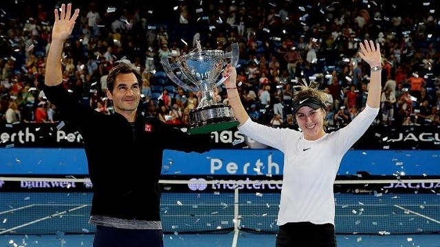 Roger Federer and Belinda Bencic won the Hopman Cup for Switzerland. (Photo: Getty Images)