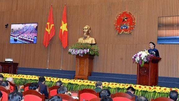 NA Chairwoman Nguyen Thi Kim Ngan speaking at the conference (Photo: qdnd.vn)