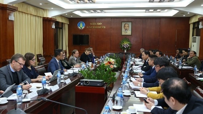 An overview of working session between Minister of Agriculture and Rural Development Nguyen Xuan Cuong and Vice President of the European Parliament Heidi Hautala (Source: nongnghiep.vn)