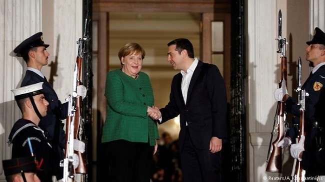 German Chancellor Angela Merkel traveled to Athens on January 10 to meet with Greek Prime Minister Alexis Tsipras, her first such trip in four years. (Photo: Reuters)