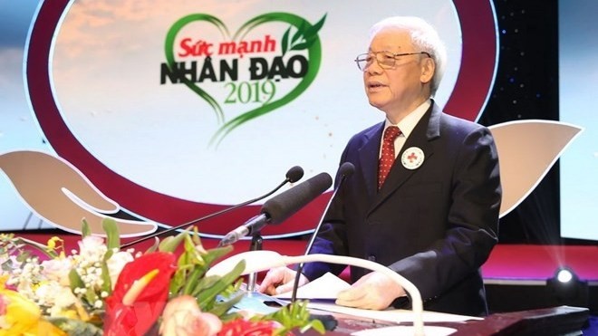 Party General Secretary and President Nguyen Phu Trong speaks at the event. (Photo: VNA)