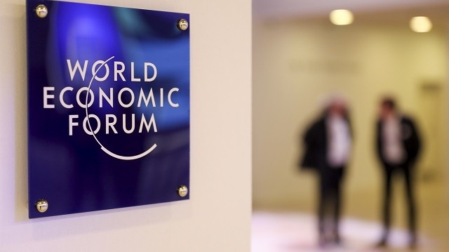 A World Economic Forum sign hangs inside the Congress Centre ahead of the World Economic Forum in Davos, Switzerland. (Photo: Bloomberg)