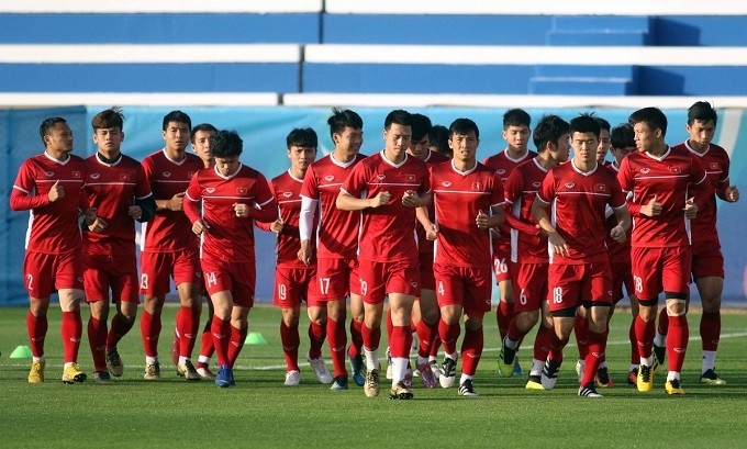 Vietnamese players are confidently looking towards the Asian Cup quarterfinal match against Japan on January 24. (Photo: vnexpress.net)
