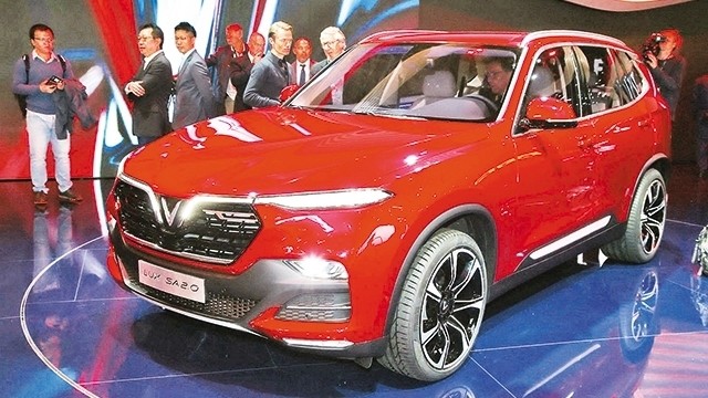 Vietnamese world-class car brand VinFast displayed at the Paris Motor Show 2018.