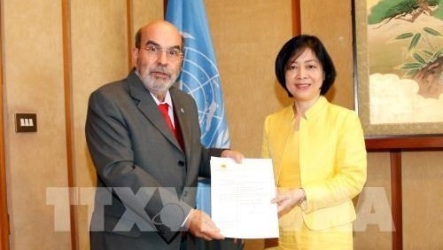 Director General of the Food and Agriculture Organization (FAO) of the United Nations Jose Graziano Da Silva and Permanent Representative of Vietnam to FAO Ambassador Nguyen Thi Bich Hue (right) (Photo: VNA)