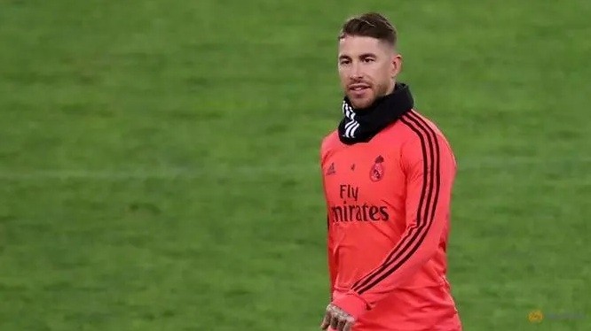Real Madrid's Sergio Ramos during training. (Reuters)