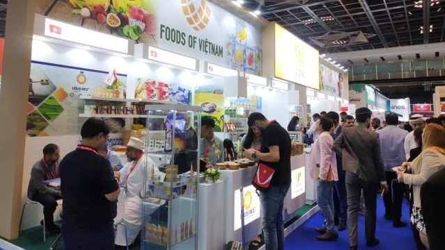 A booth displaying foods of Vietnam at the expo. (Photo: CPV)