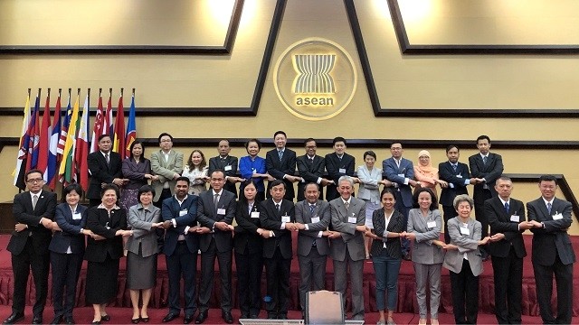 Participants in the 11th Coordinating Conference for the ASEAN Political-Security Community pose for a group photo. (Credit: Vietnam's permanent mission to ASEAN)