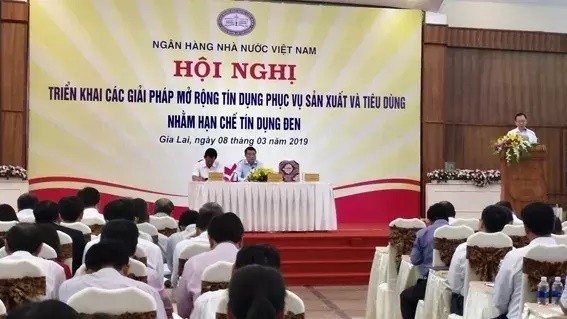 The State Bank of Vietnam's conference on measures to curb black market lending (Photo: Hong Anh)