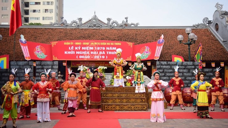 The re-enactment of the Trung Sisters' Uprising (Photo: Ha Noi Moi)
