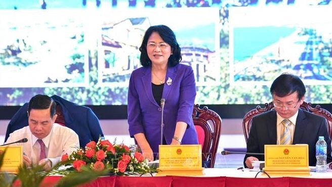 Vice President Dang Thi Ngoc Thinh speaks at a conference on the emulation movement in Kon Tum province. (Photo: VNA)