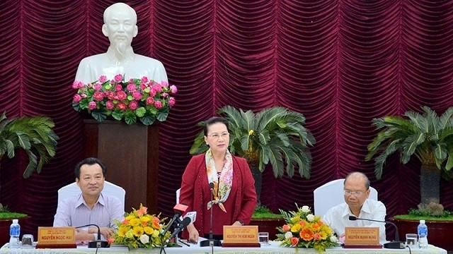 NA Chairwoman Nguyen Thi Kim Ngan speaks at the working session with the Binh Thuan province authorities on March 16. (Photo: NDO/Dinh Chau)