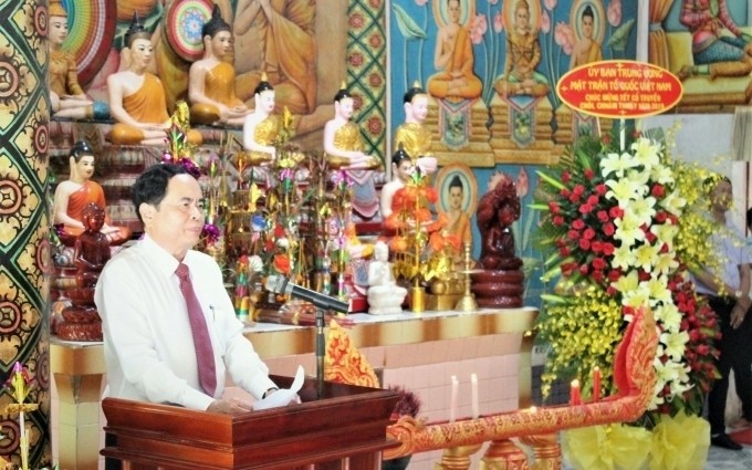 VFF President Tran Thanh Man speaks at the meeting. (Photo: NDO/Nguyen Phong)