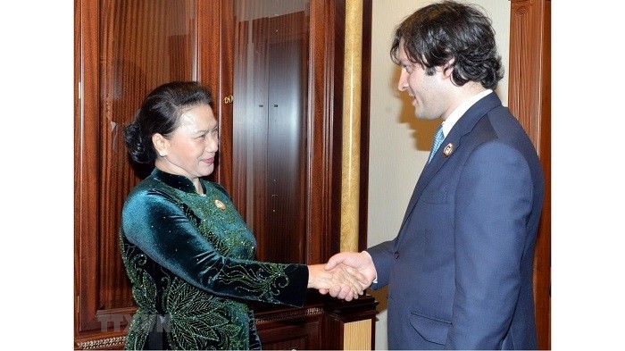 National Assembly Chairwoman Nguyen Thi Kim Ngan (L) and Chairman of the Parliament of Georgia Irakli Kobakhidze. (Photo: VNA)