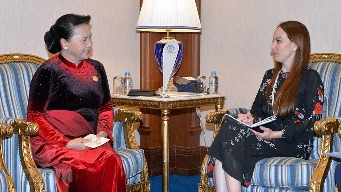National Assembly Chairwoman Nguyen Thi Kim Ngan (left) and President of the Inter-Parliamentary Union (IPU) Gabriela Cuevas Barron. (Photo: VNA)