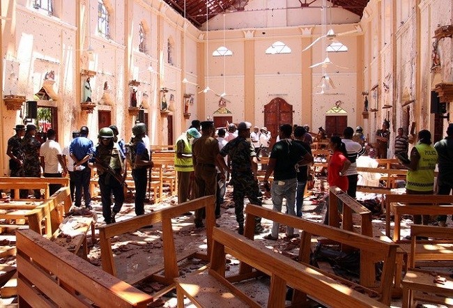 Inside St. Sebastian's Church in Negombo. (Photo: AFP)
