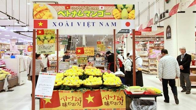 Vietnamese mangoes are on sale at an Aeon supermarket chain in Chiba, Japan. (Photo: VNA)