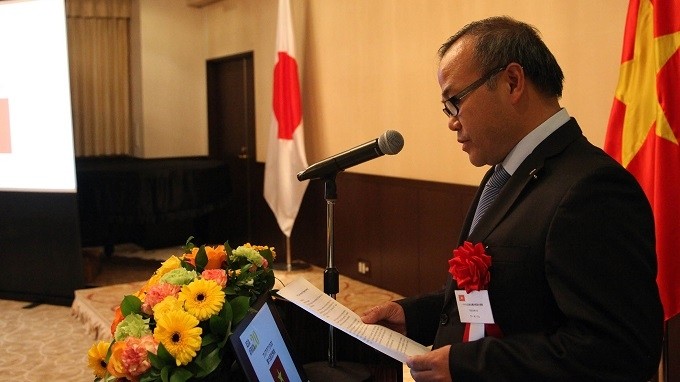 Vietnamese Ambassador to Japan Vu Hong Nam speaks at the event. (Photo: VOV)