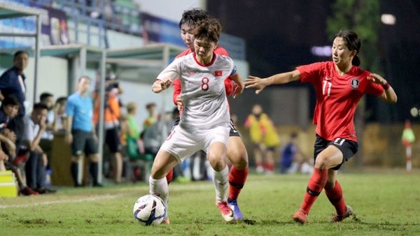 The match between Vietnam and the Republic of Korea at the second qualification round for the Asian U-19 Women's Championship (Photo: VFF)