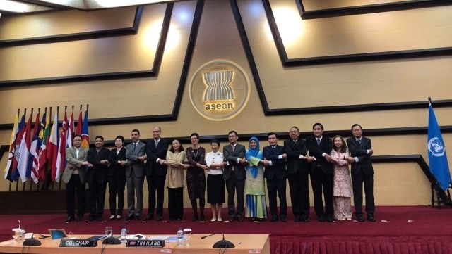 Participants of the meeting pose for a group photo. (Credit: Vietnam permanent mission to ASEAN)