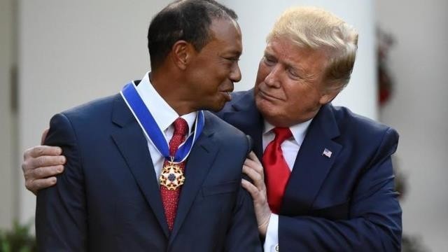 Golfer Tiger Woods is awarded the Presidential Medal of Freedom, the nation's highest civilian honour, by US President Donald Trump in the Rose Garden at the White House in Washington, US, May 6, 2019. (Photo: Reuters)
