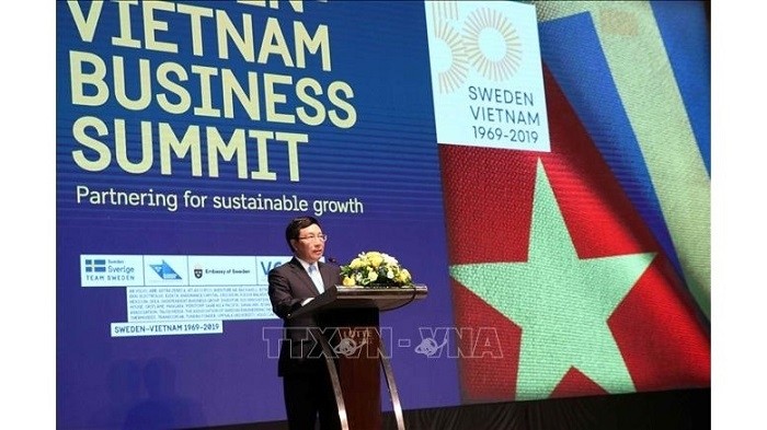 Deputy PM and FM Pham Binh Minh speaks at the summit. (Photo: VNA)