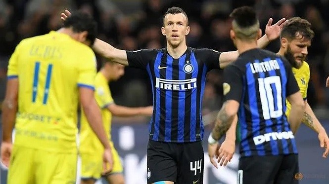 Inter Milan's Ivan Perisic celebrates scoring their second goal. (Reuters) 