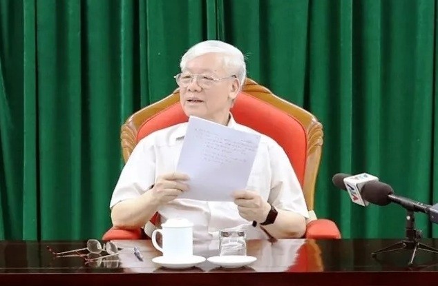  Party General Secretary and President Nguyen Phu Trong speaks at the meeting. (Photo: VNA)