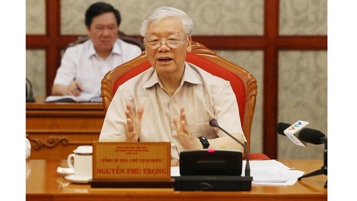 Party General Secretary, President Nguyen Phu Trong speaking at the meeting. (Photo: VNA)