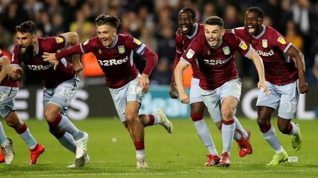 Aston Villa's Jack Grealish and John McGinn celebrate after winning the penalty shootout - Championship Play-Off Semi Final Second Leg - West Bromwich Albion v Aston Villa - The Hawthorns, West Bromwich, Britain - May 14, 2019. (Photo: Action Images via Reuters)