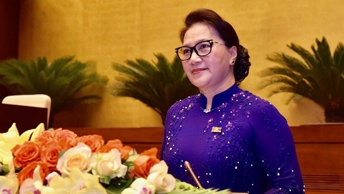NA Chairwoman Nguyen Thi Kim Ngan delivers her opening remarks. (Photo: VGP)