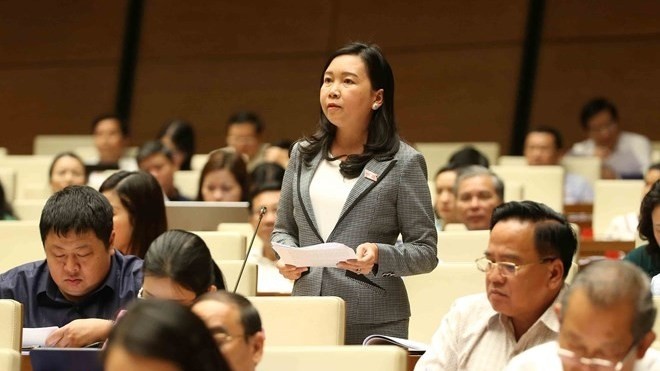 Deputy Ly Tiet Hanh of Binh Dinh province speaks at the 7th session of the 14th National Assembly on May 22 (Photo: VNA)