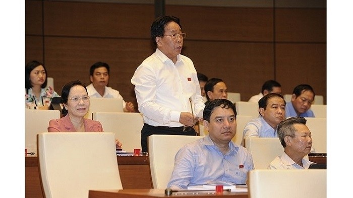 A NA deputy from Hai Phong speaks during a debate at the second working day of the NA's seventh session, Hanoi, May 21, 2019. (Photo: NDO)