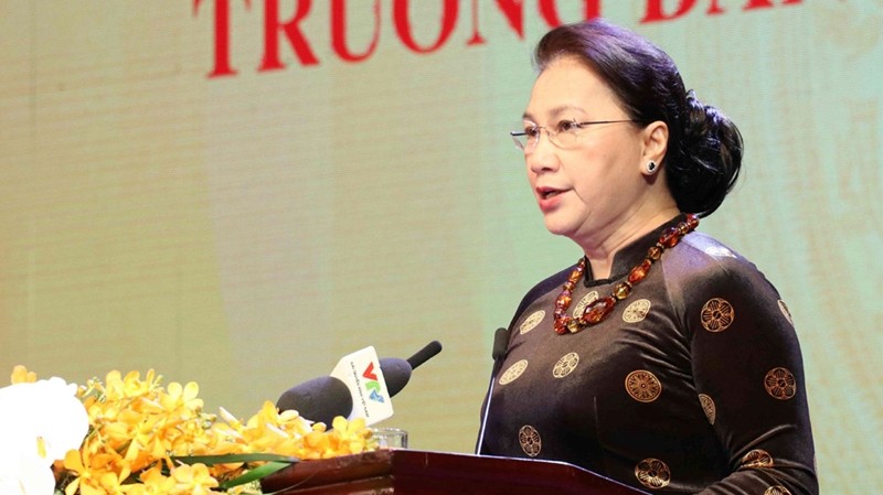 National Assembly Chairwoman Nguyen Thi Kim Ngan speaking at the event (Photo: Dai Doan Ket)