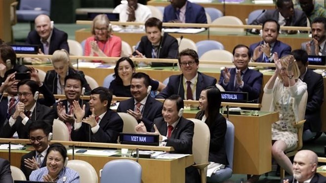 Vietnam won a record high number of 192 votes out of the 193 UN member countries and territories. (Photo: VNA)