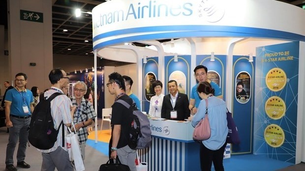 Vietnam Airlines' pavilion at the expo (Photo: VNA)