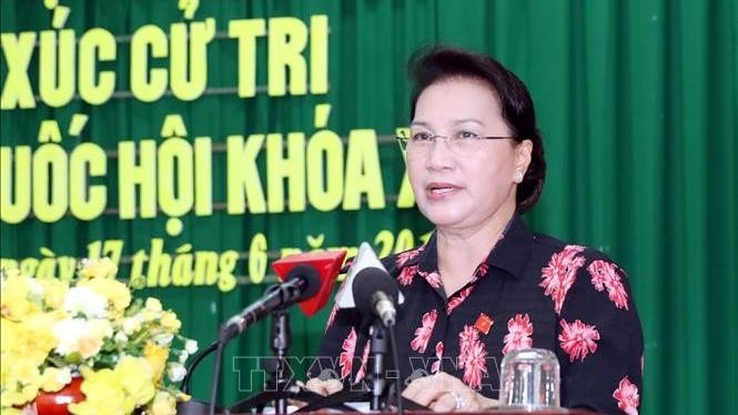 NA Chairwoman Nguyen Thi Kim Ngan speaking at the meeting (Photo: VNA)