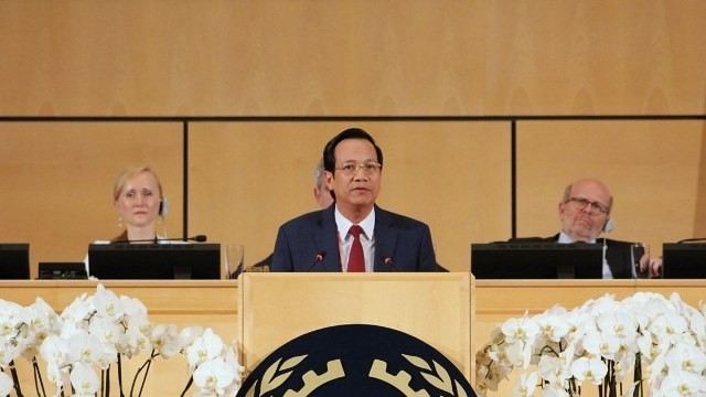 Minister of Labour, Invalids and Social Affairs Dao Ngoc Dung speaks at the conference. (Photo: VNA)