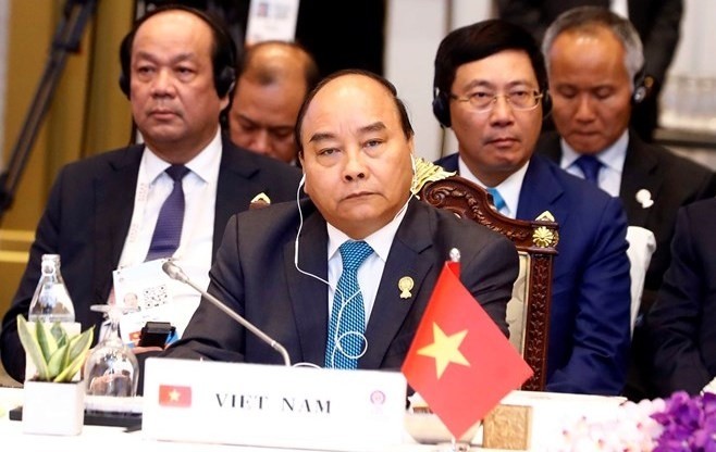 Prime Minister Nguyen Xuan Phuc at the plenary session session of the 34th ASEAN Summit in Bangkok, Thailand, on June 22 (Photo: VNA)