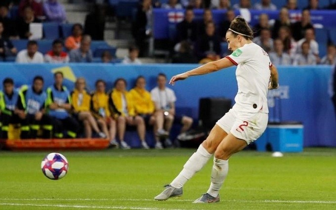 Women's World Cup - Quarter Final - England v Norway - Stade Oceane, Le Havre, France - June 27, 2019 England's Lucy Bronze scores their third goal. (Reuters)