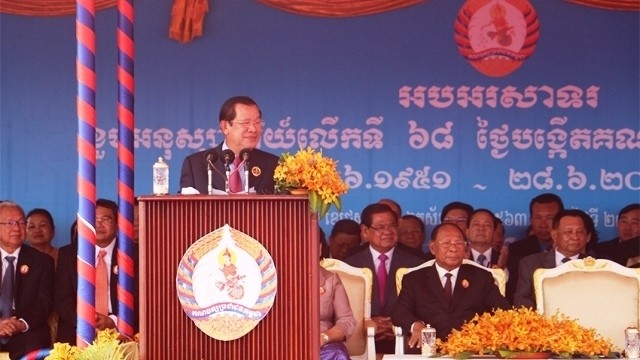 CPP President and Prime Minister of Cambodia Hun Sen speaks at the ceremony. (Photo: NDO)
