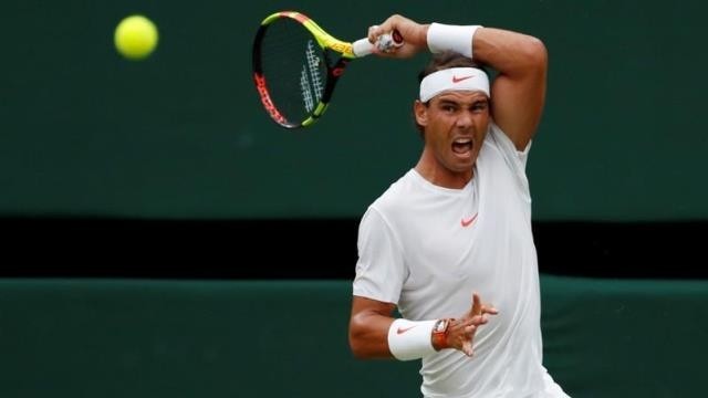 Spain's Rafael Nadal in action during his semi final match against Serbia's Novak Djokovic - Wimbledon - All England Lawn Tennis and Croquet Club, London, Britain - July 14, 2018. (Photo: Reuters)