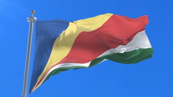 The national flag of the Republic of Seychelles.