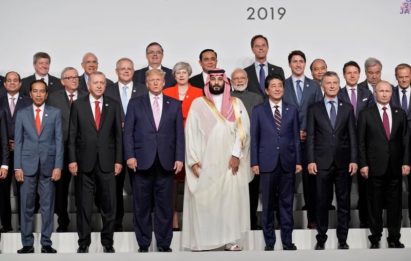 Family photo session for leaders and attendees at the G20 leaders summit in Osaka, Japan, June 28, 2019. (Photo: Reuters)